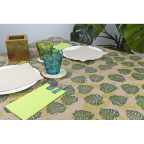mantel papel 100x100 kraft decorado monstera