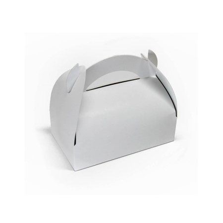 caja pastelera de carton blanca con asa 180x100 mm